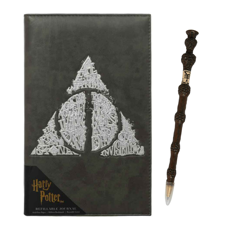 Harry Potter Deathly Hallows Embossed Journal with Elder Wand Pen