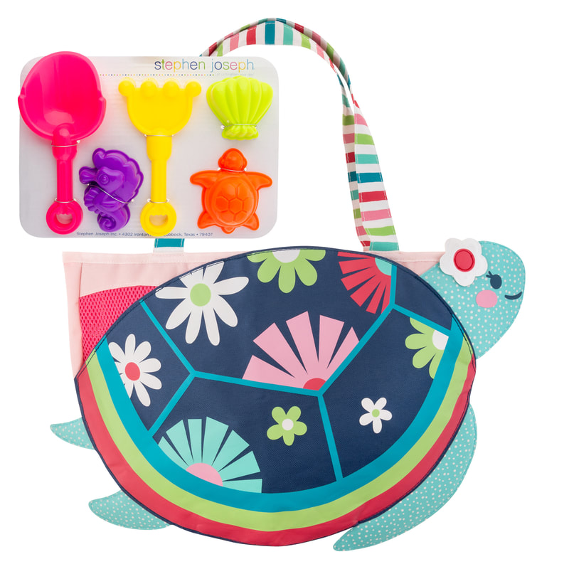 Sea Turtle Beach Tote Bag with Sand Toys